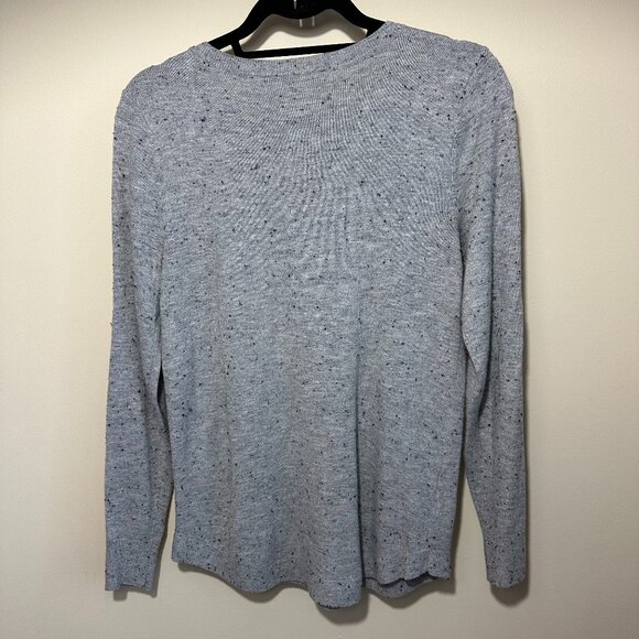 Loft Gray Black Flecked Scoop Neck Tunic Lightweight Sweater Speckled - Small - Picture 3 of 5